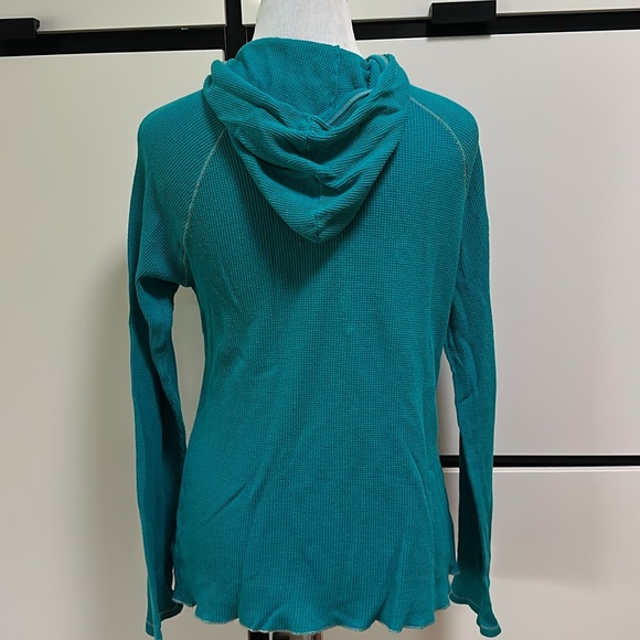 Old Navy Teal henley waffle style Hoodie - Picture 7 of 11